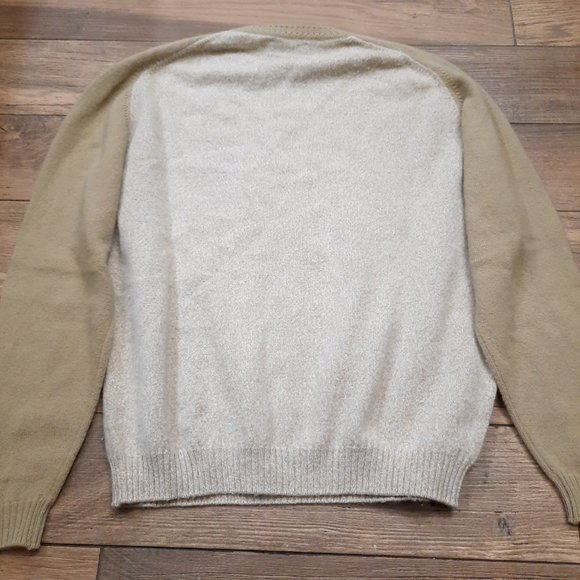 Peter Scott Old Head Golf Links Sweater men's 44 wool angora argyle tan Scotland - Picture 8 of 10